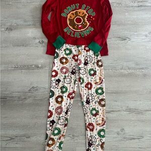 Family Pajamas Red and Green Donut Print Pajama Set